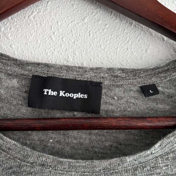 The Kooples Men's Light Grey Metal Skulls Pocket Tee - Picture 3 of 5